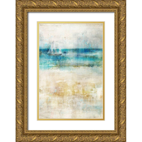 Ocean Blue I Gold Ornate Wood Framed Art Print with Double Matting by Roko, Ken