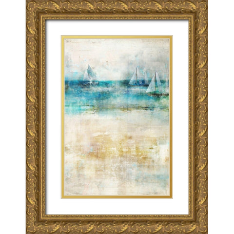 Ocean Blue II Gold Ornate Wood Framed Art Print with Double Matting by Roko, Ken