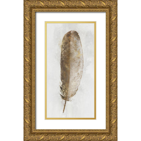Golden Feather I Gold Ornate Wood Framed Art Print with Double Matting by Roko, Ken