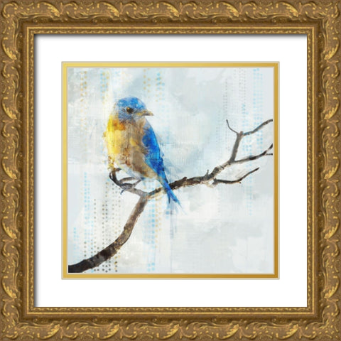 Little Blue Bird I  Gold Ornate Wood Framed Art Print with Double Matting by Roko, Ken