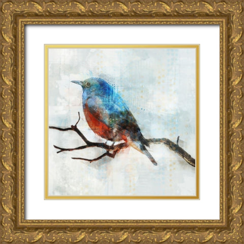Little Blue Bird II  Gold Ornate Wood Framed Art Print with Double Matting by Roko, Ken