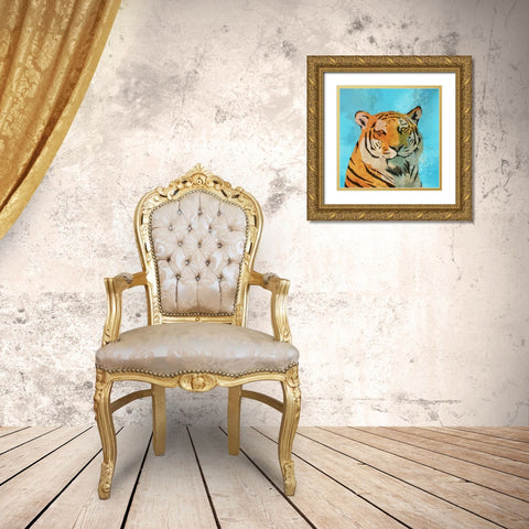 Indifferent Tiger  Gold Ornate Wood Framed Art Print with Double Matting by Roko, Ken