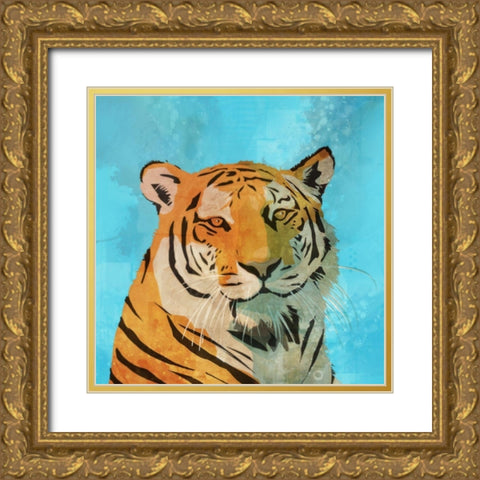 Indifferent Tiger  Gold Ornate Wood Framed Art Print with Double Matting by Roko, Ken