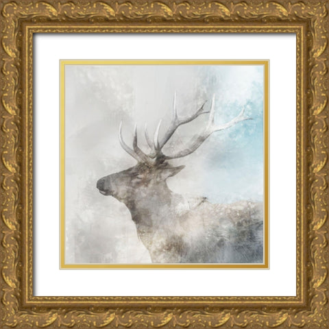 Stag Gaze I Gold Ornate Wood Framed Art Print with Double Matting by Roko, Ken