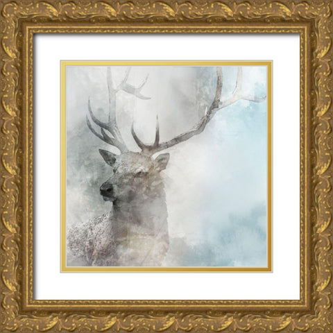Stag Gaze II Gold Ornate Wood Framed Art Print with Double Matting by Roko, Ken