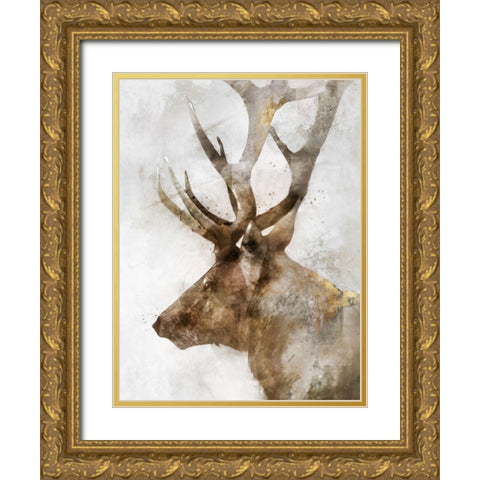 Stoic Elk Gold Ornate Wood Framed Art Print with Double Matting by Roko, Ken