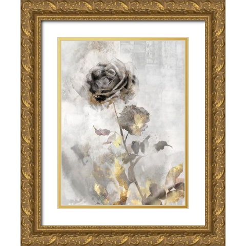 Black Roses II Gold Ornate Wood Framed Art Print with Double Matting by Roko, Ken