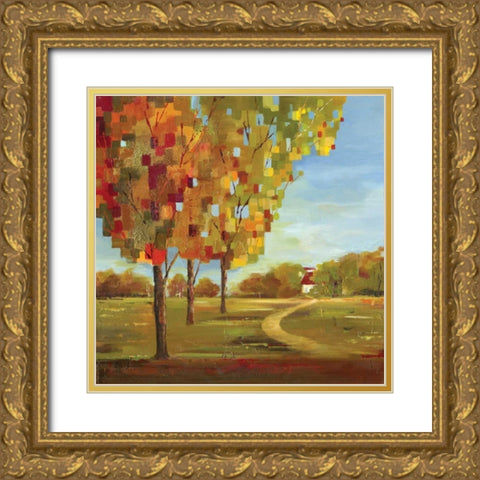 Mosaic Landscape I Gold Ornate Wood Framed Art Print with Double Matting by Lera