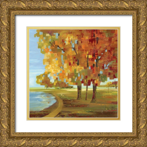 Mosaic Landscape II Gold Ornate Wood Framed Art Print with Double Matting by Lera