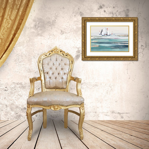 Still Sailing Gold Ornate Wood Framed Art Print with Double Matting by Lera