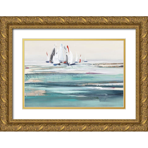 Still Sailing Gold Ornate Wood Framed Art Print with Double Matting by Lera