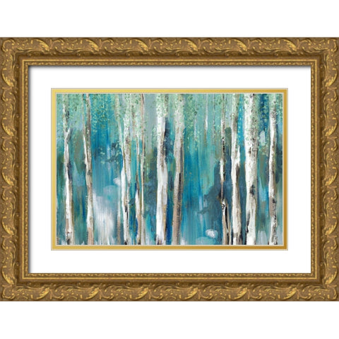 Cerulean Forest I Gold Ornate Wood Framed Art Print with Double Matting by Mravyan, Lera