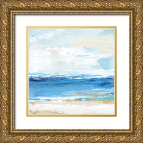 Shoreline Waves Gold Ornate Wood Framed Art Print with Double Matting by Lera