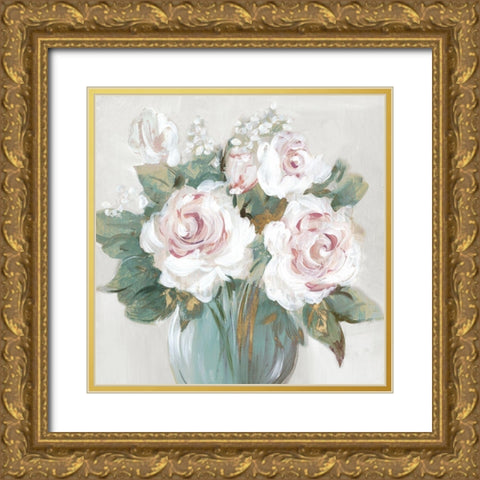 Golden Bouqet Gold Ornate Wood Framed Art Print with Double Matting by Lera