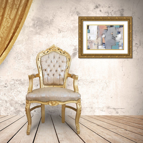 Intertwining Grid II Gold Ornate Wood Framed Art Print with Double Matting by Lera