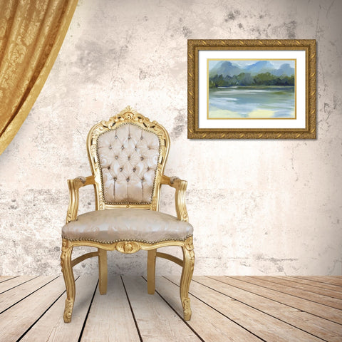 Evermore Green Gold Ornate Wood Framed Art Print with Double Matting by Lera