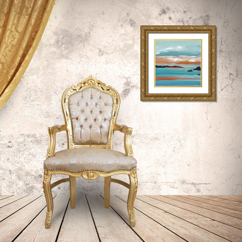 Ocean Oasis  Gold Ornate Wood Framed Art Print with Double Matting by Lera