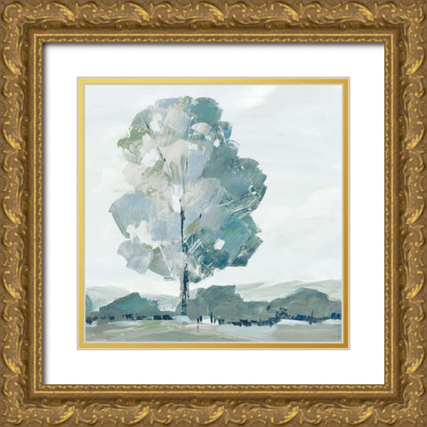 Blue Tree Forest I  Gold Ornate Wood Framed Art Print with Double Matting by Lera