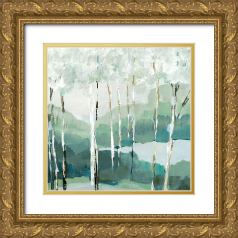 Quiet Birch Forest II  Gold Ornate Wood Framed Art Print with Double Matting by Lera