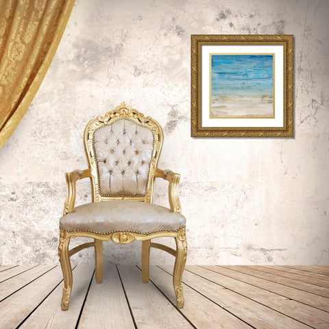 Blue Coastal Landscape II Gold Ornate Wood Framed Art Print with Double Matting by Lera