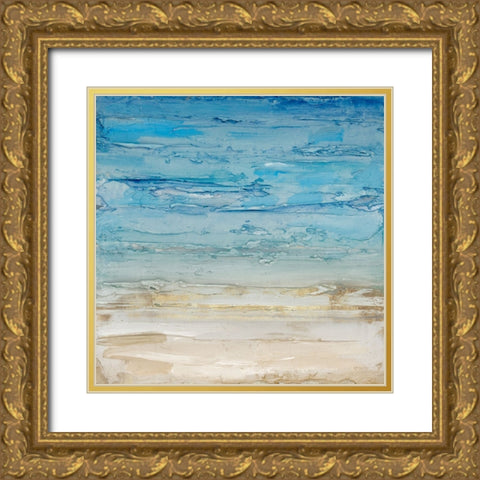 Blue Coastal Landscape II Gold Ornate Wood Framed Art Print with Double Matting by Lera