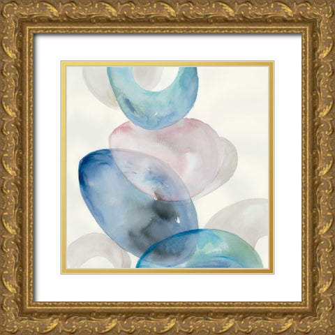 Blue Rings II Gold Ornate Wood Framed Art Print with Double Matting by Lera