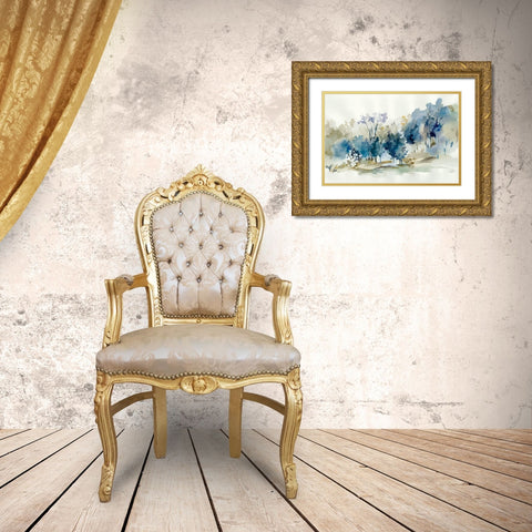 Standing Still Blue II Gold Ornate Wood Framed Art Print with Double Matting by Lera