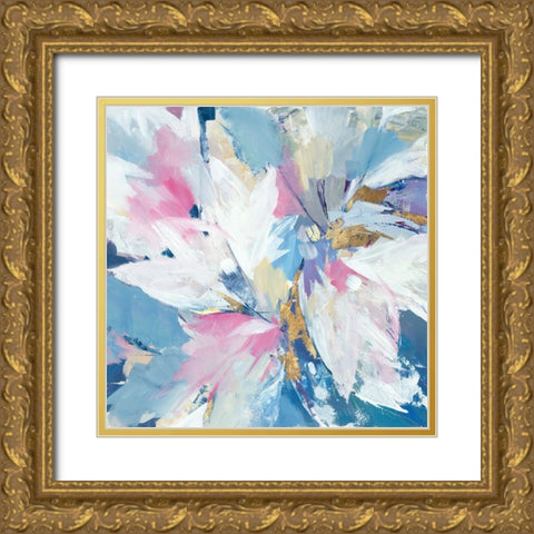 Pink Pastel Floral Gold Ornate Wood Framed Art Print with Double Matting by Lera