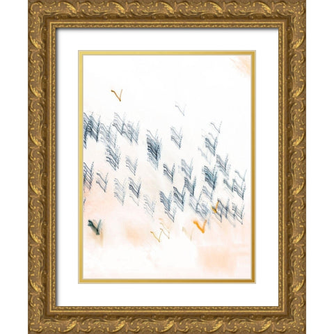 Brush Drag II Gold Ornate Wood Framed Art Print with Double Matting by Mourier, Lily