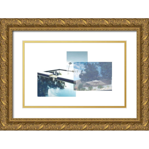 Swimming Pool Gold Ornate Wood Framed Art Print with Double Matting by Mourier, Lily