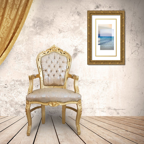 Beach Contrast Gold Ornate Wood Framed Art Print with Double Matting by Delva, Florence