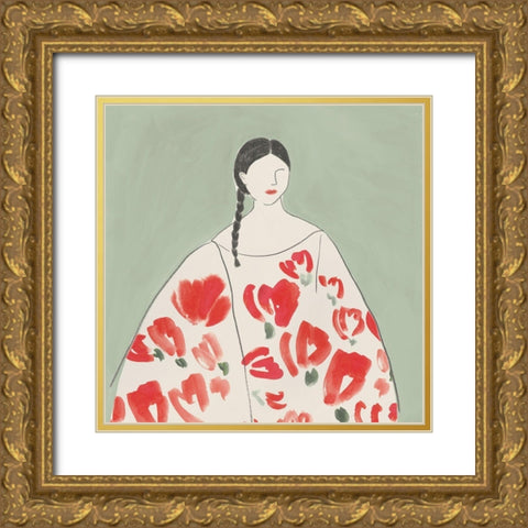 Floral Woman II Gold Ornate Wood Framed Art Print with Double Matting by Lily K