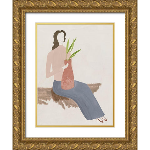 Plant Lady II Gold Ornate Wood Framed Art Print with Double Matting by Lily K
