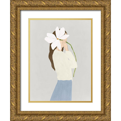 Flower Woman II Gold Ornate Wood Framed Art Print with Double Matting by Lily K