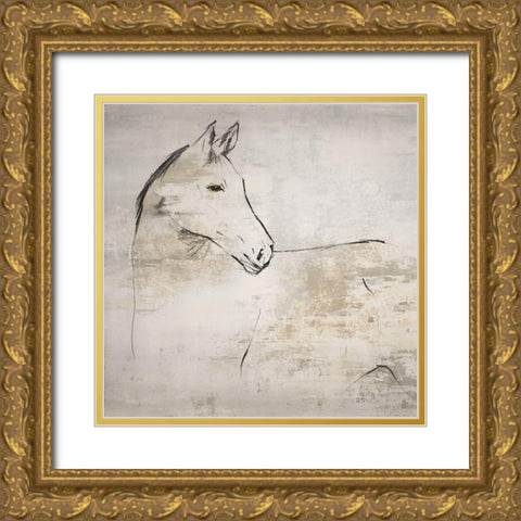 Horse II  Gold Ornate Wood Framed Art Print with Double Matting by Lily K