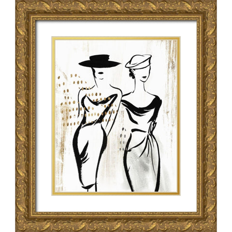 Fashion Figures I  Gold Ornate Wood Framed Art Print with Double Matting by Lily K