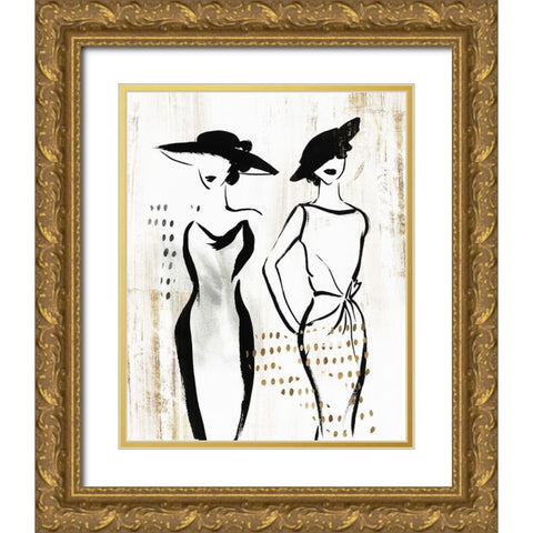 Fashion Figures II  Gold Ornate Wood Framed Art Print with Double Matting by Lily K