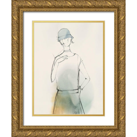 Fashion Girl I  Gold Ornate Wood Framed Art Print with Double Matting by Lily K