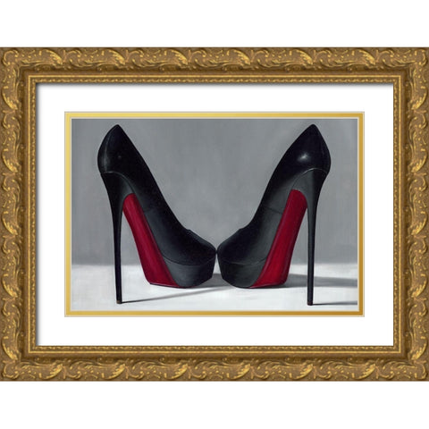 Paired to Chic I Gold Ornate Wood Framed Art Print with Double Matting by Helman, Joanne