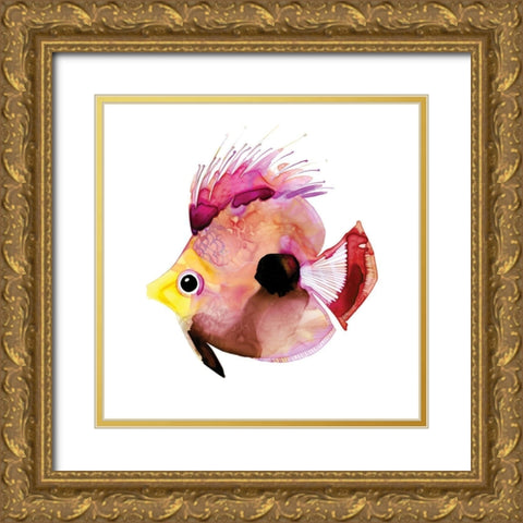 Pink Fish Gold Ornate Wood Framed Art Print with Double Matting by Berg, Margaret