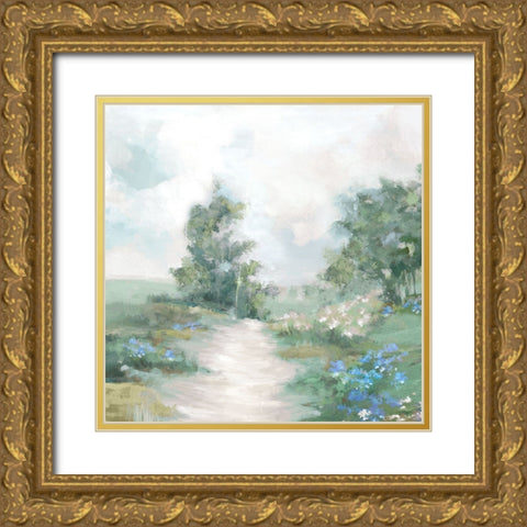 Forest of Green Gold Ornate Wood Framed Art Print with Double Matting by PI Studio