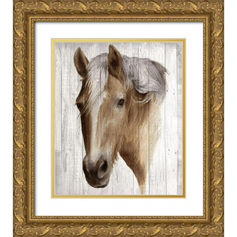 Chestnut Mare II Gold Ornate Wood Framed Art Print with Double Matting by May, Maya