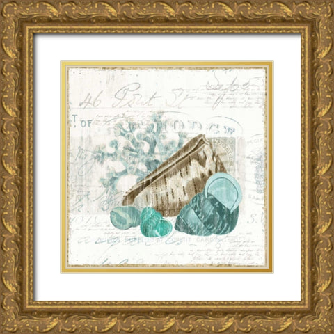 Shell Letter III Gold Ornate Wood Framed Art Print with Double Matting by Woods, Maya