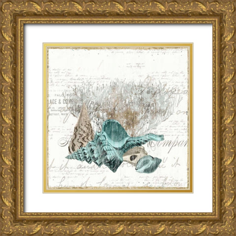 Shell Letter IV Gold Ornate Wood Framed Art Print with Double Matting by Woods, Maya