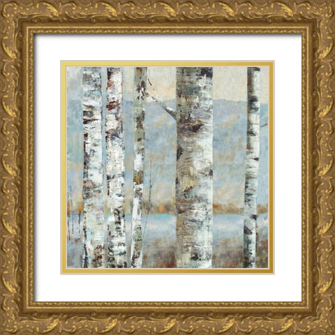 Winter Birch II Gold Ornate Wood Framed Art Print with Double Matting by Woods, Maya