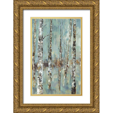 Winter Birch IV Gold Ornate Wood Framed Art Print with Double Matting by Woods, Maya