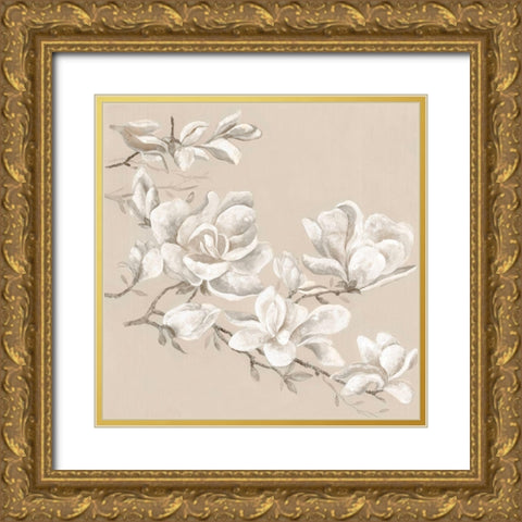 Neutral Magnolia I Gold Ornate Wood Framed Art Print with Double Matting by Woods, Maya