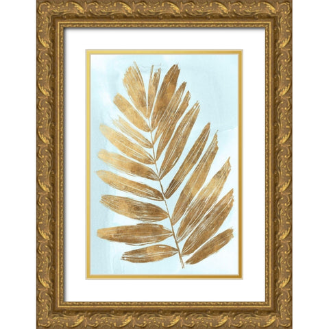 Golden Fern II Gold Ornate Wood Framed Art Print with Double Matting by Woods, Maya