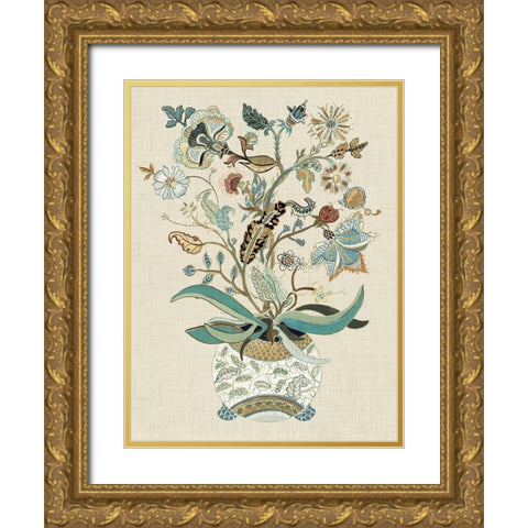 Fleur I Gold Ornate Wood Framed Art Print with Double Matting by Woods, Maya