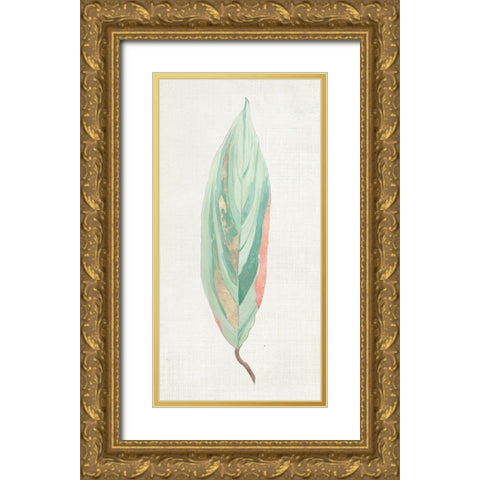 Ginger Leaf II Gold Ornate Wood Framed Art Print with Double Matting by Woods, Maya